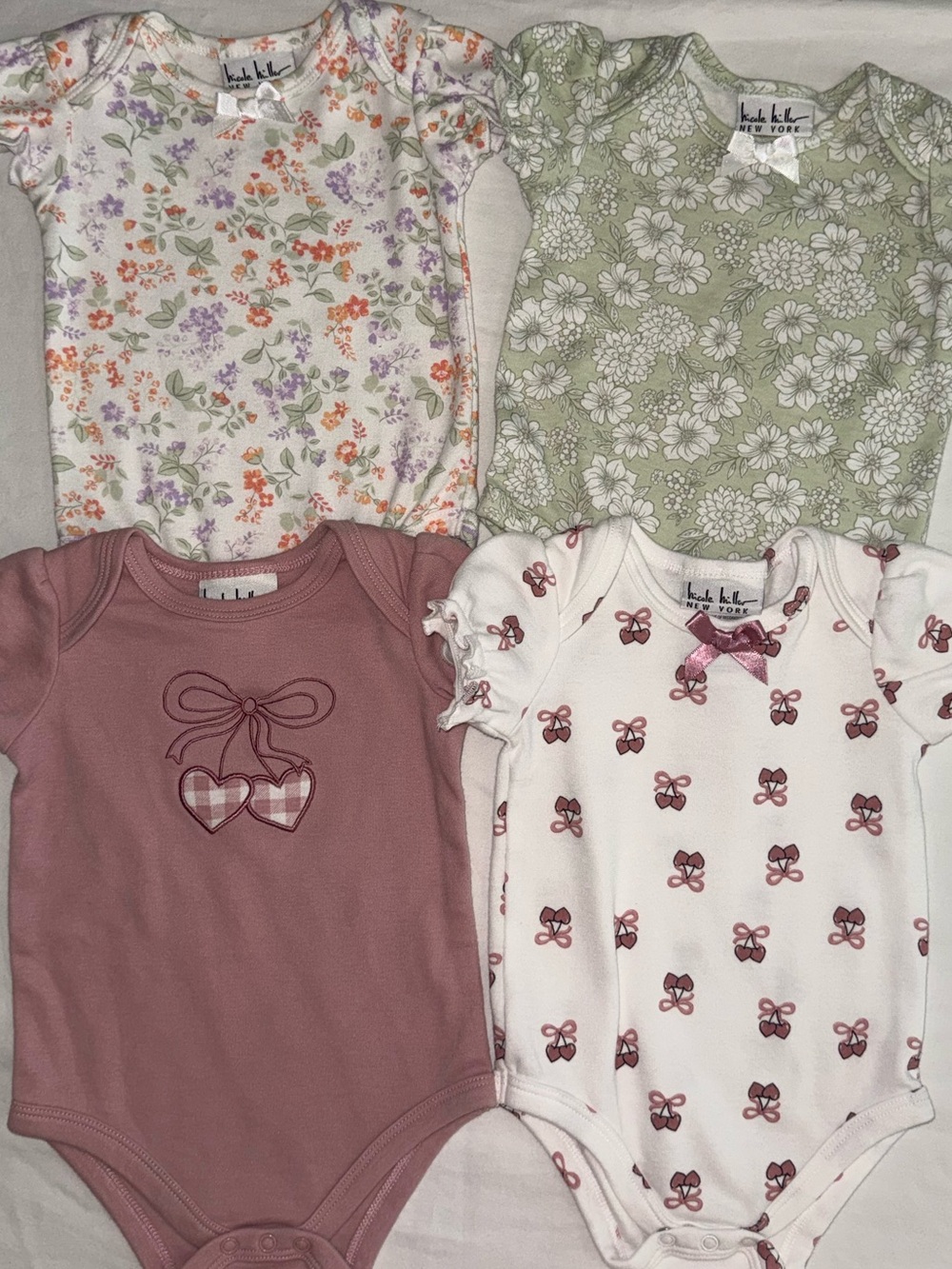 Nicole Miller Baby Girl floral bodysuit | 4 piece lot | 3-6Months